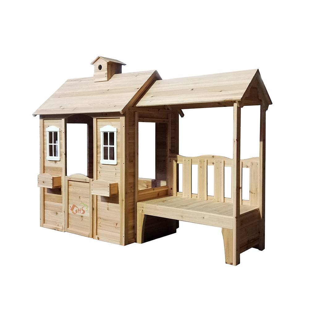 Play House for Children Wooden Cubby Playhouse with Sofa Featured Image