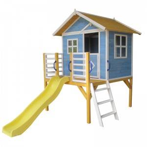 Children Wood Play House Outdoor Children Play House with Slide and Ladder