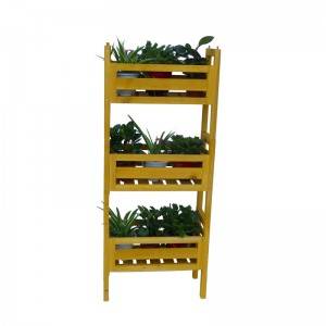 Three Tier Customized Wooden Flower Plant Pot Stand Flower Display Shelf