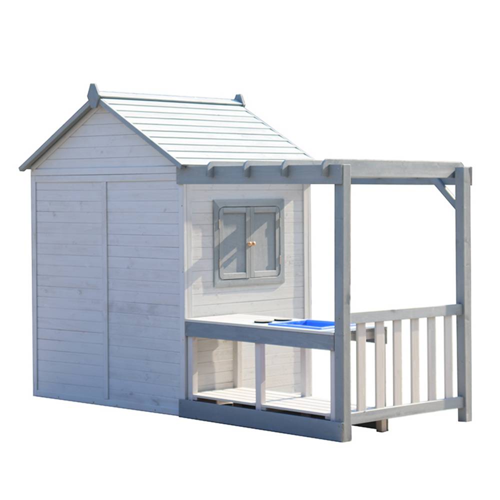 Factory selling Patio Swing Set - C579 Luxury Playhouse Wooden Outdoor Cubby House for Kindergarten – GHS