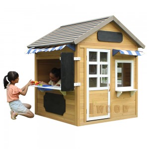 kids children outdoor garden patio kindergarten wooden kiosk vending desk new playhouse with blackboard
