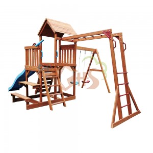 Wooden Playground Outdoor Swing and Slide Wooden Swing Set