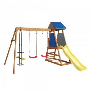 Wooden Watoto Swing Na Set Slide