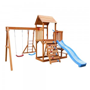Wooden Playground Outdoor Swing and Slide Wooden Swing Set