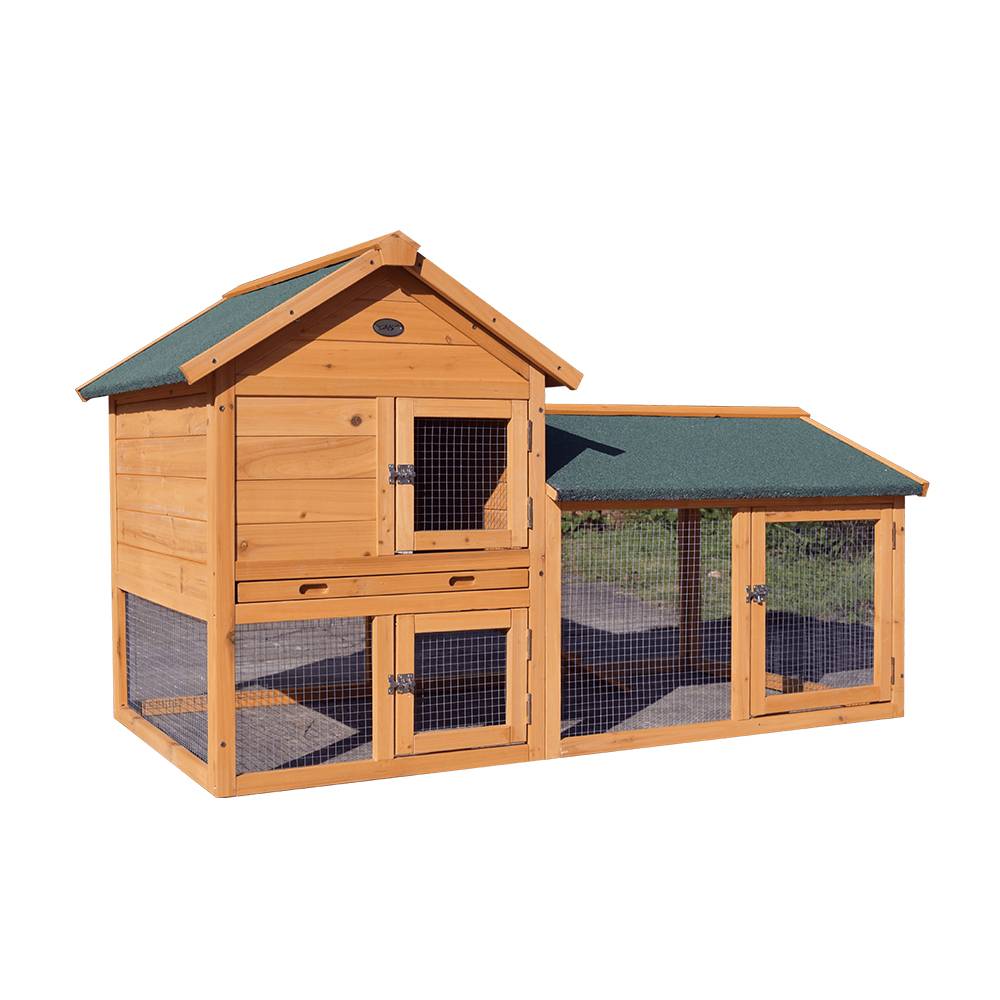 Weather-Proof Wood Rabbit Hutch With Tiered Space And Galvanized Wire Mesh Featured Image