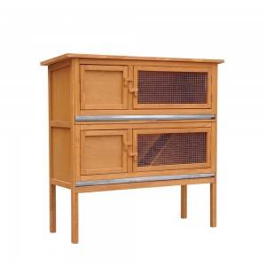 Wood Rabbit Hutch With Two Floors And Raisede Legs