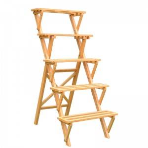 2019 wholesale price Retractable Cable Cubby - Wooden Planting Shelf 5 Tier Plant Stand Display – GHS