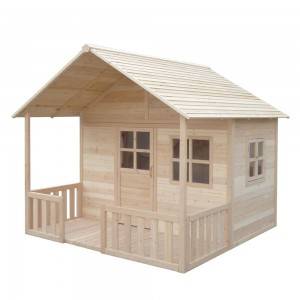 Wooden Cubby Playhouse Outdoor For Children With Balcony
