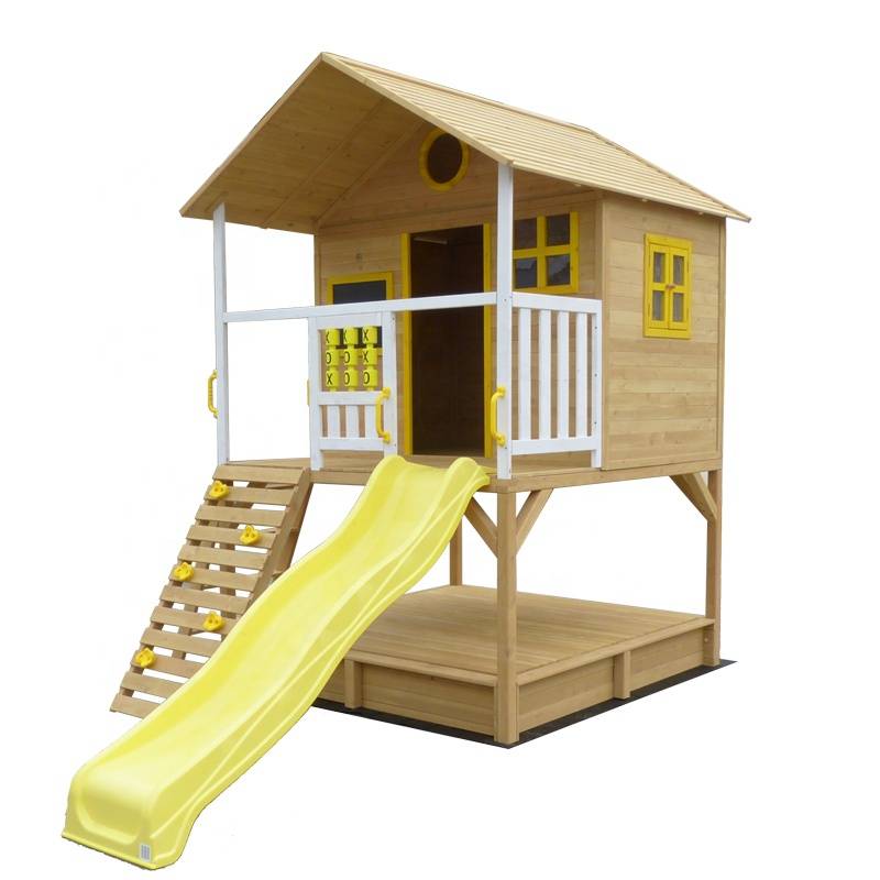 professional factory for Cedar Wood Swing Set - wooden kids playhouse with slide – GHS