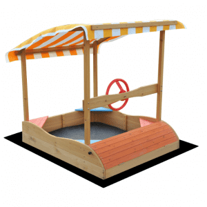 Good User Reputation for Wood Children Swing - Boat Kids Wooden Sandbox with Canopy Roof for Children – GHS
