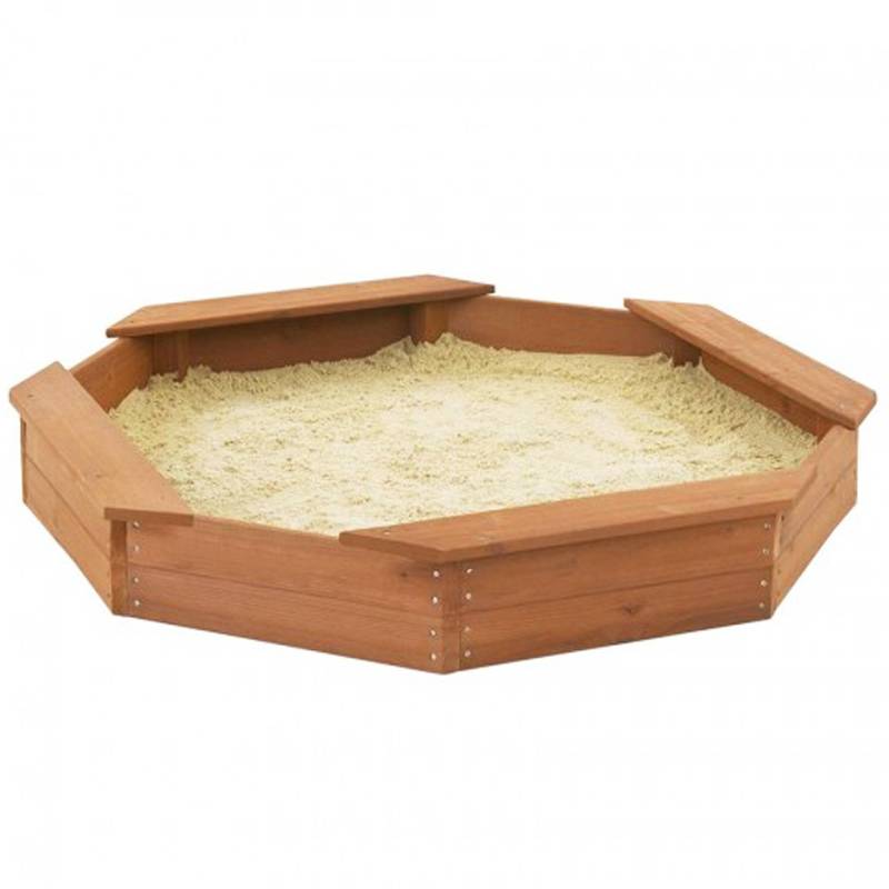 Octagan Wooden Sandbox Wood Sandpit  with Bench for Kids Featured Image