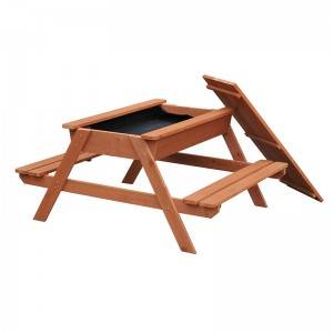 Garden Wooden Picnic Table Bench Set Outdoor Table with Sandbox for Children