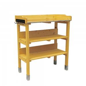 Wooden Multilayer Planting Table With Metal Legs And Hook