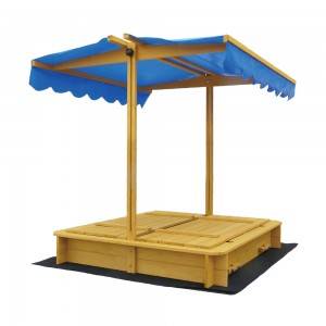 Wooden Sandbox With Cover and Canopy
