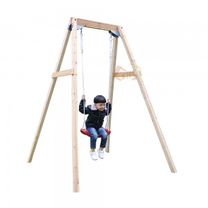 Outdoor Wooden Single-Seater Swing for Children