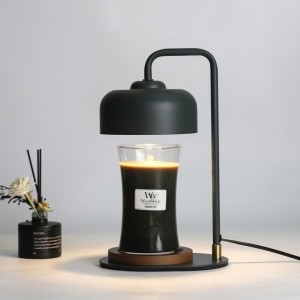 Lámpara calentador de velas con temporizador, compatible con velas en tarro, lámpara calentador de velas regulable, calentador de velas con tapa de metal con bombillas GU10 para velas perfumadas