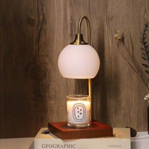 Скляна лампа для підігріву свічок, електричний підігрівач для свічок 2 * 50 Вт, сумісний зі свічками-баночками, елегантний класичний підігрівач для свічок із регулюванням яскравості, розтоплювач для свічок з дубовою основою, верхній розплав