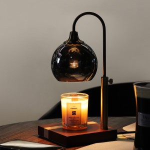 Glazen kaarsverwarmerlamp, 2 * 50W lampen Elektrische kaarsverwarmer Compatibel met potkaarsen, elegante klassieke dimbare kaarslampverwarmer, eikenhouten basiskaarsensmelter, topsmeltend