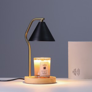 Pahumot nga Candle Warmer Lamp – Dekorasyon sa Balay nga Candle Warmer para sa Gagmay nga Dagkong Laki nga Jar Kandila Retro Wooden Base (Round Black)