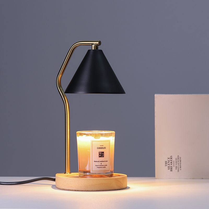 Ohrievač sviečok s vôňou – Home Decor Ohrievač sviečok pre malé veľké sviečky Retro drevená základňa (okrúhla čierna)