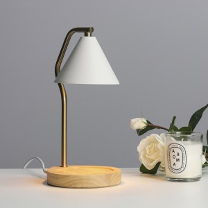 Мирисна ламба за загревање свеќи – Домашен декор Затоплување свеќи за мали свеќи со големи димензии Ретро дрвена основа (округла црна)