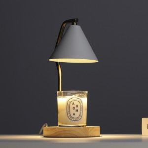 Fragrance Candle Warmer Lamp - Kearswarmer foar hûsdekor foar lytse grutte potkaarsen Retro houten basis (rûn swart)
