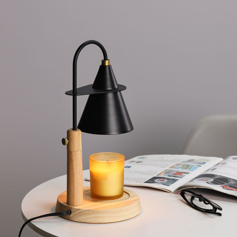 Modern Adjutsing Wood Candle warmer lamp home night light fragrance wax warmer