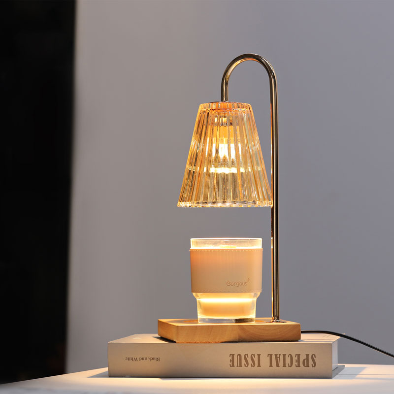 Glass Candle Warmer Lamp nga adunay 2 Bulbs Compatible sa Jar Candles Vintage Electric Candle Lamp Dimmable Candle Melter Top Melting para sa Scented Wax