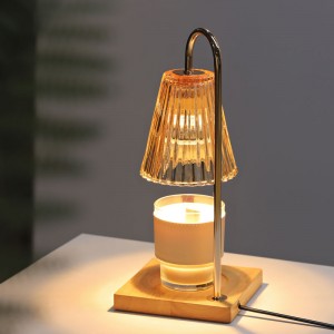 Lámpara calentadora de velas de cristal con 2 bombillas compatibles con velas de frasco Lámpara de velas eléctrica vintage regulable derretidor de velas de fusión superior para cera perfumada
