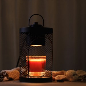 Ohřívač svíček Dekorativní závěsná lucerna, Vintage kovová stolní lucerna pro vnitřní terasu Rustikální domácí dekorace, svícny s dřevěnou základnou