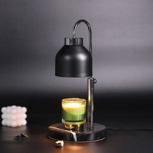 Vintage ohrievač sviečok so stmievačom a mramorovou základňou nastaviteľná lampa na sviečky pre rôzne veľkosti sviečok – ohrievač vosku – moderný dekor do obývačky, spálne a kancelárie – tavič sviečok