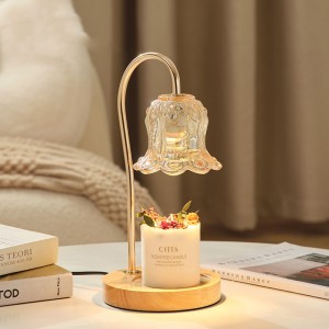 פרח זכוכית חדש בסגנון רומנטי מחמם נרות חשמלי מנורת שולחן מתנה נהדרת וקישוט הבית תאורת סלון מתנת ולנטיין מבער ארומה ללא להבות מתנה יצירתית לחברים