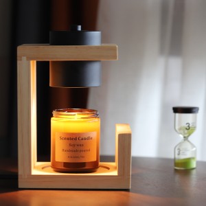 Modern Natural Rectangle Rubber Wood Electric Candle Warmer Lamp