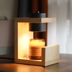 Modernong Natural Rectangle Rubber Wood Electric Candle Warmer Lamp