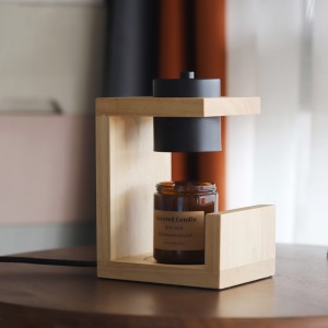 Lampe chauffe-bougie électrique en bois de caoutchouc, rectangulaire naturel moderne