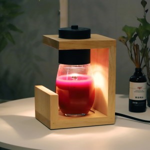 מנורת מחמם נרות חשמלית מודרנית מעץ גומי מלבן טבעי