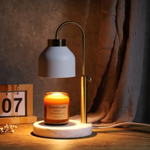 Moderne ronde elektrische kaarsverwarmerlamp met natuurlijke marmeren voet