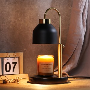 Moderna okrogla električna grelna svetilka za sveče iz naravnega marmorja