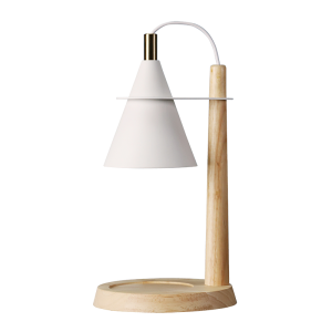 Modernong Natural Rubber Wood Candle Warmer Lamp