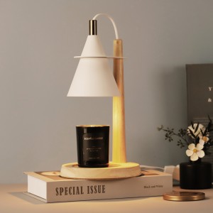 Lámpara calentadora de velas moderna de madera de caucho natural