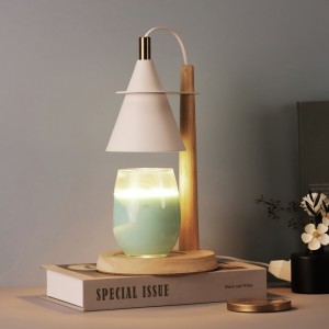 Modernong Natural Rubber Wood Candle Warmer Lamp