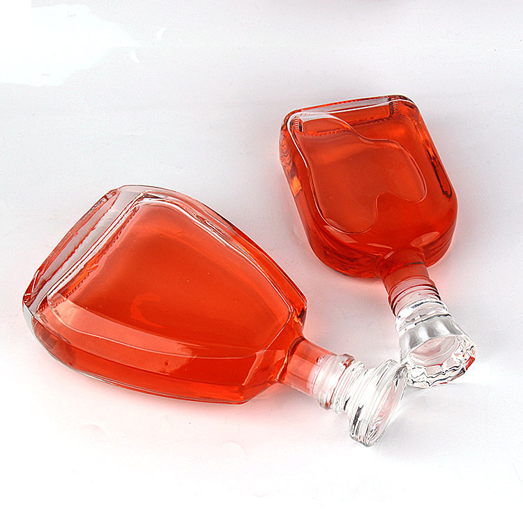 350 ml vide verre clair silex plat bouteille de vin pour l'usine et les  fabricants de liqueur de rhum brandy