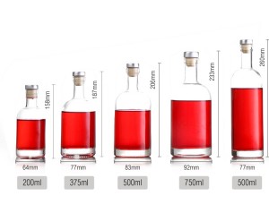 wholesale Bouteille de vin de vodka en verre ronde transparente de 750 ml avec bouchon en liège