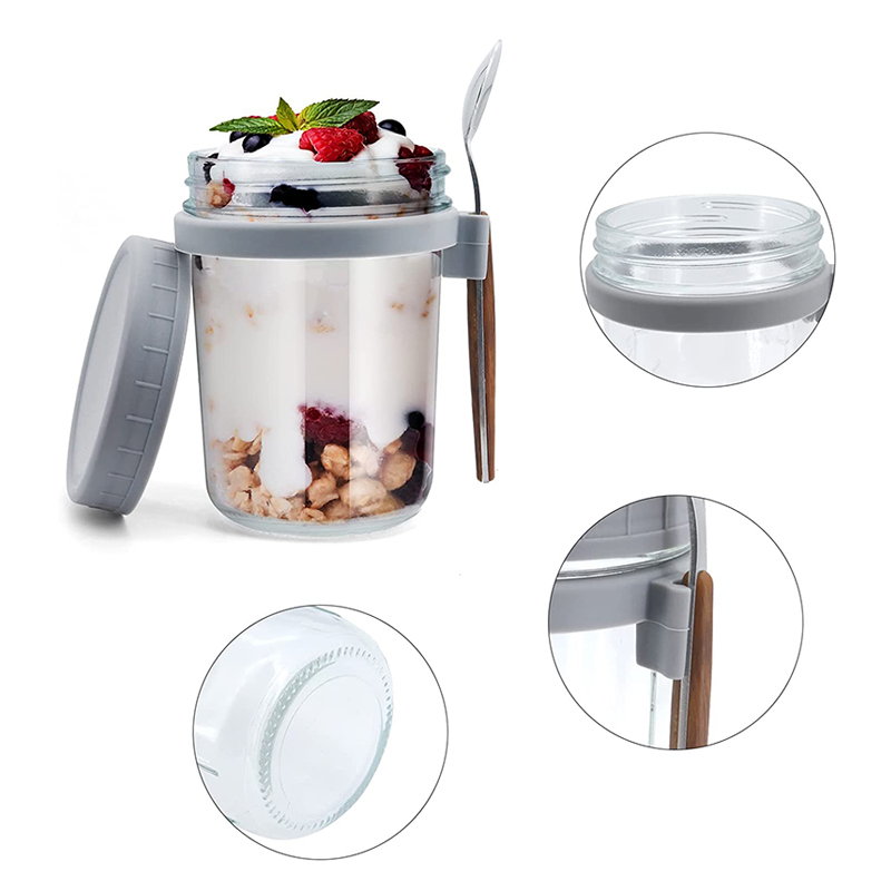 HOT sale 10oz 300ml Overnight Oats Jars with Lid and Spoon Airtight Oatmeal  Container with Measurement Marks Mason Jars with Lid for Cereal factory and  manufacturers