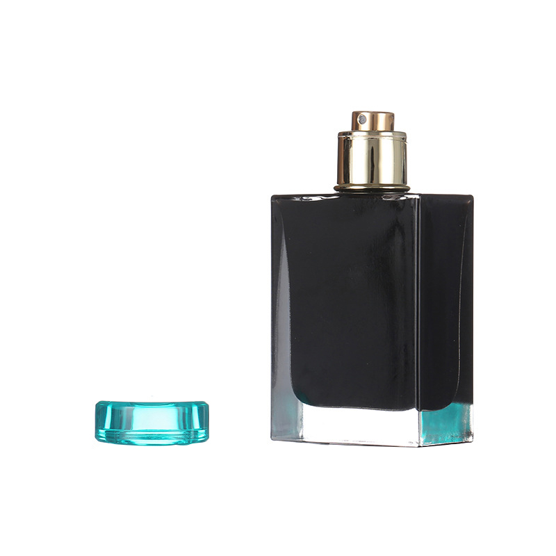 ombre black square glass perfume bottles on
