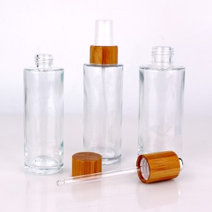 soins personnels bouteille essentielle de 105 ml verre d'huile avec compte-gouttes de couvercle en bambou