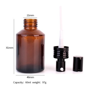 60ml cosmetic packaging amber cream glass jar with pump sprayer