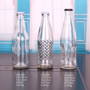 330ml empty clear glass beer bottle with crown cap