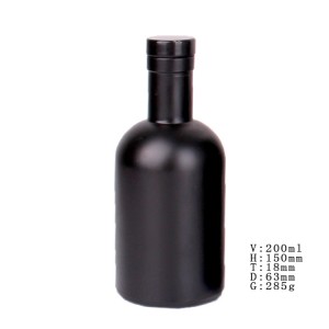 500ml 750ml 1000ml matte black liquor vodka whisky glass bottle with stopper