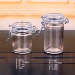 50ml 70ml cylinder food glass jar with clasp glass cap